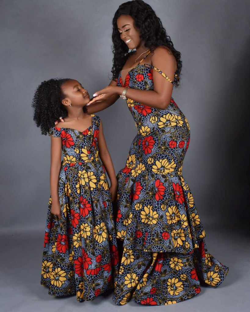 Adunni African Print Mummy and Me Gown Set zoedio Adunni African Print Mummy and Me Gown Set zoedio
