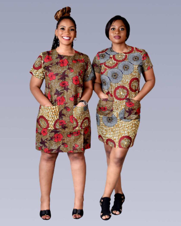 African Print Chisom Shift Dress