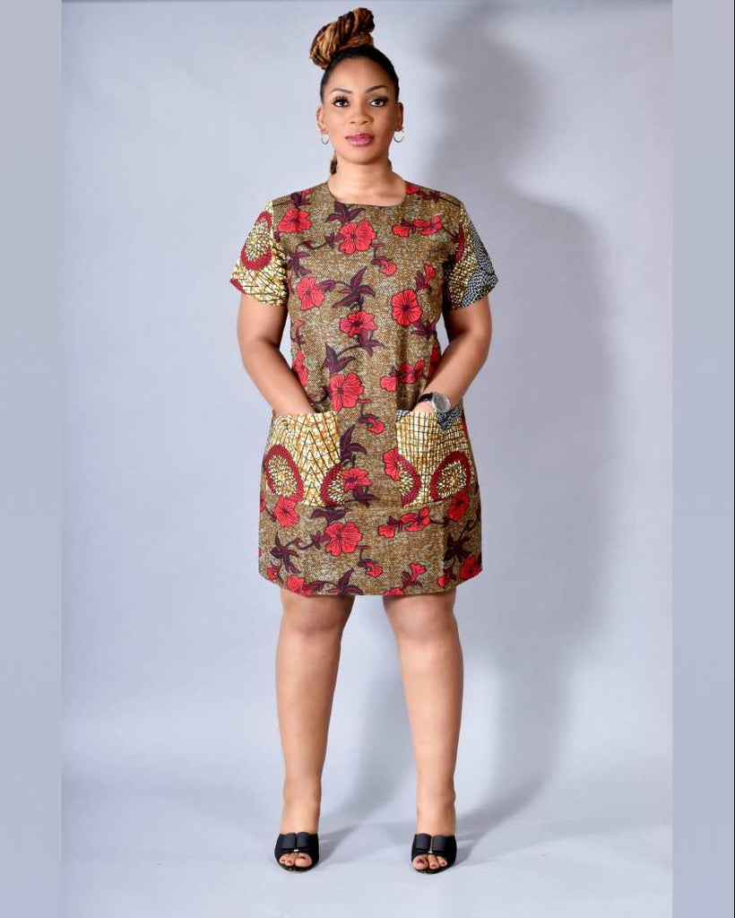 African Print Chisom Shift Dress